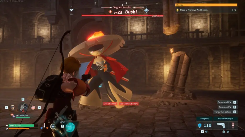 Player fighting a boss in Palworld
