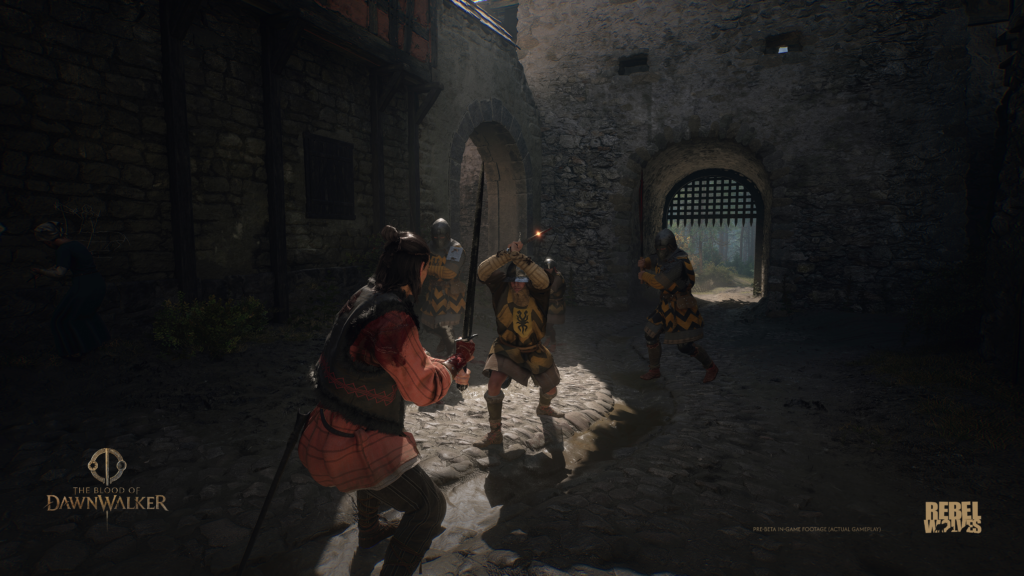 Player fighting against other humans in The Blood of Dawnwalker.