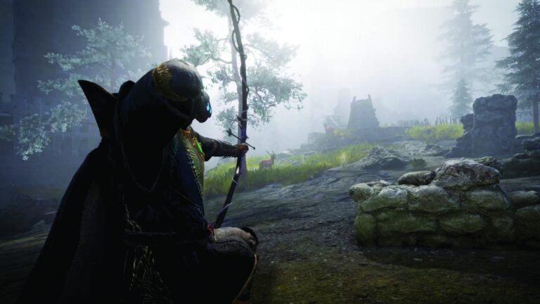 Archer stretching a bow in Tainted Grail: The Fall of Avalon.