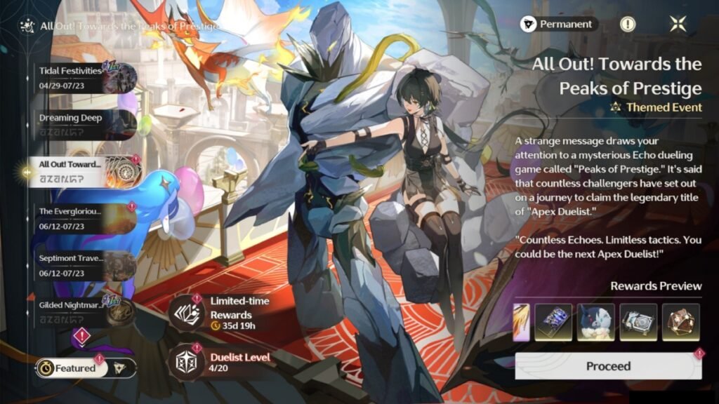 All Out! Towards the Peaks of Prestige event screen