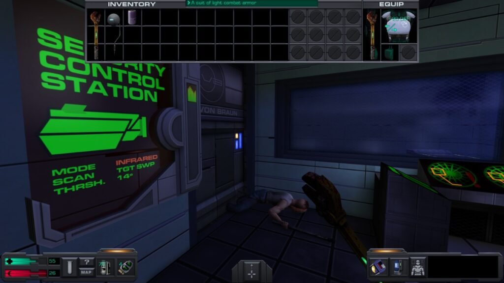 A screenshot of Light Armor in System Shock 2 Remastered
