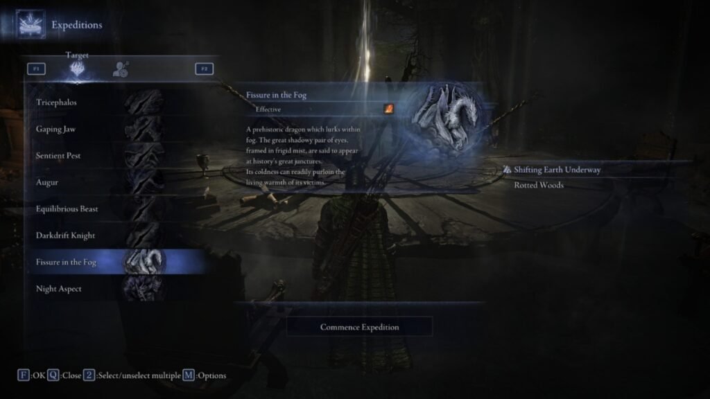 Fissure in the Fog expedition screen in Elden Ring Nightreign