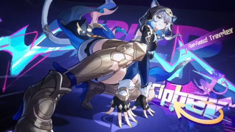 A screenshot of Cipher from her trailer in Honkai Star Rail