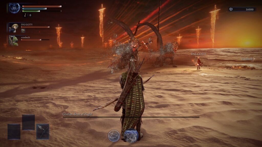 A screenshot from the boss fight Gladius, Beast of the Night