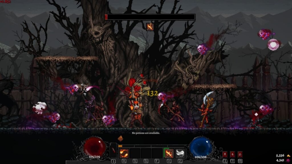 A screenshot from the boss fight Tree Spirit Longmore