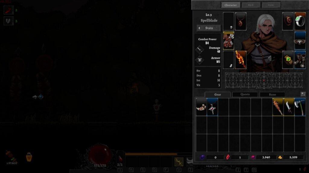 Equipment inventory screen in Dragon Is Dead