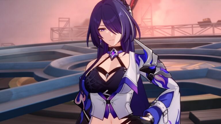 A screenshot of Acheron from Honkai: Star Rail