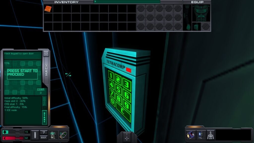 Hacking terminal in System Shock 2 Remastered