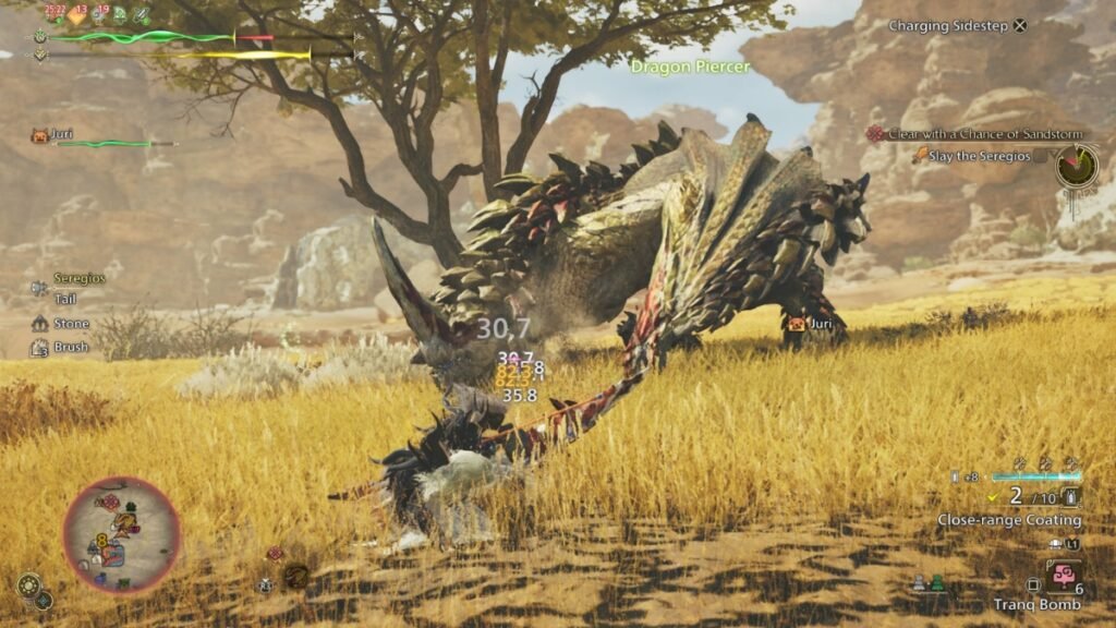 Hunter fighting Seregios in Monster Hunter Wilds