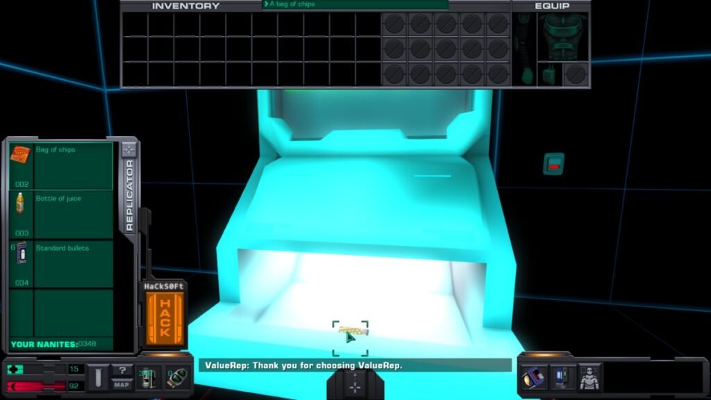 A screenshot of a vending machine in System Shock 2 Remastered