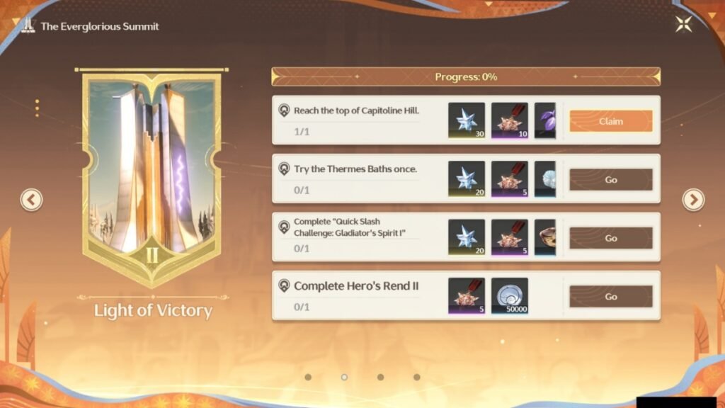 Light of Victory challenges