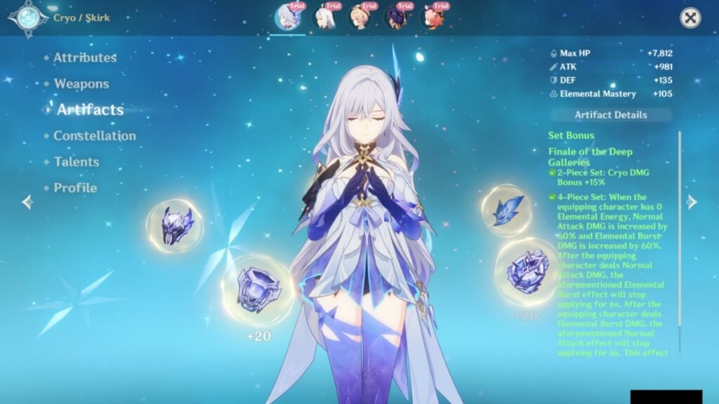Finale of Deep Galleries Artifact set in Genshin Impact