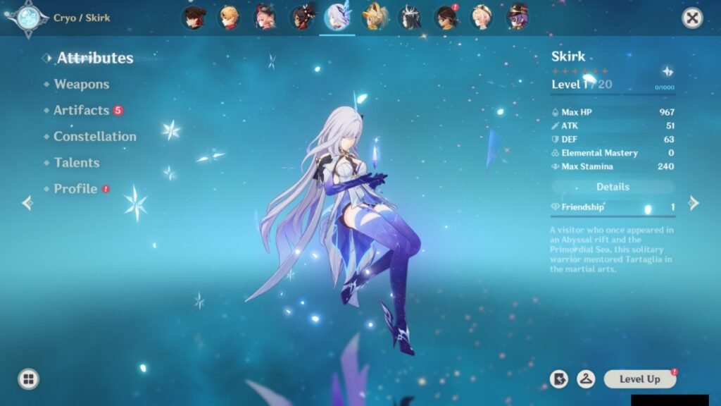 Skirk showcase in Genshin Impact