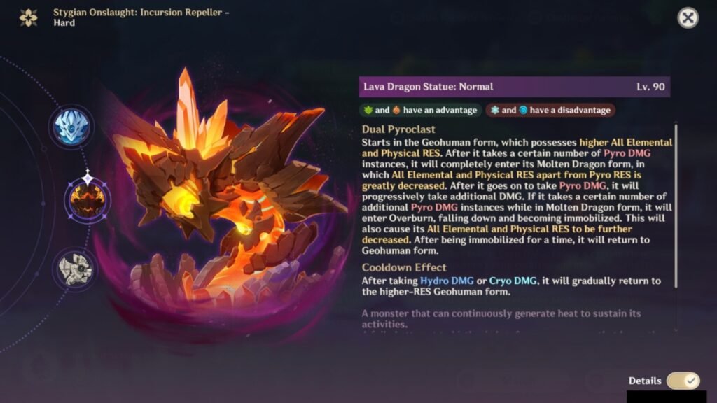 A screenshot from the Stygian Onslaught event in Genshin Impact