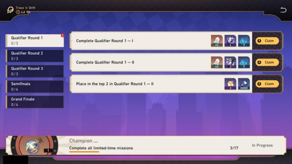 Trace n Drift event reward screen