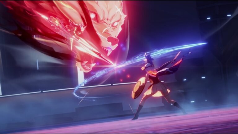 A screenshot of Lupa and Mya fighting in Wuthering Waves