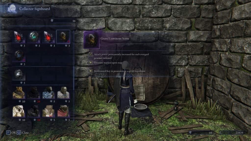 Collector Signboard shop catalogue in Elden Ring Nightreign