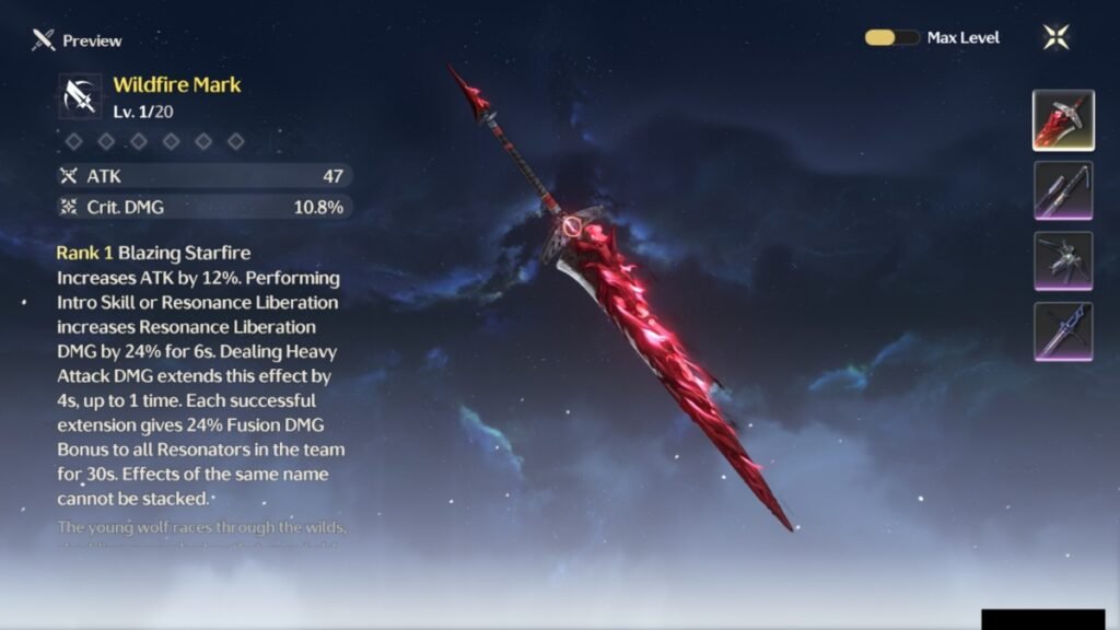 Wildfire Mark is the best weapon for Lupa in Wuthering Waves