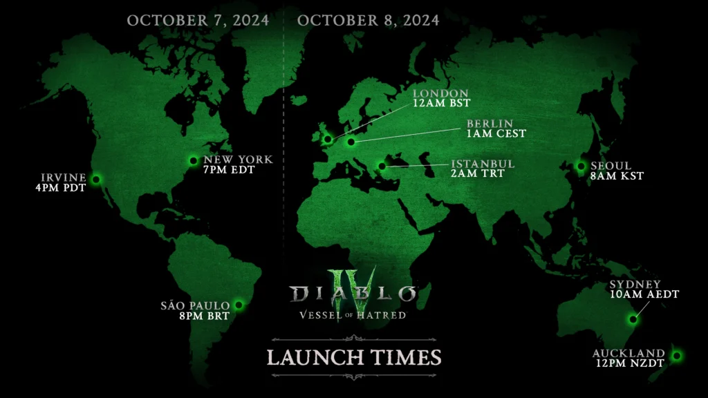 picture of the world showing launch times for Diablo Vessel of Hatred