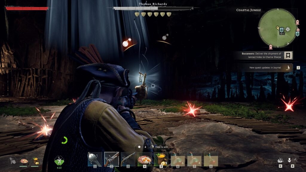 Thomas Richards using bombs in the Windrose boss fight as a players finds out How to Beat Thomas Richards In Windrose