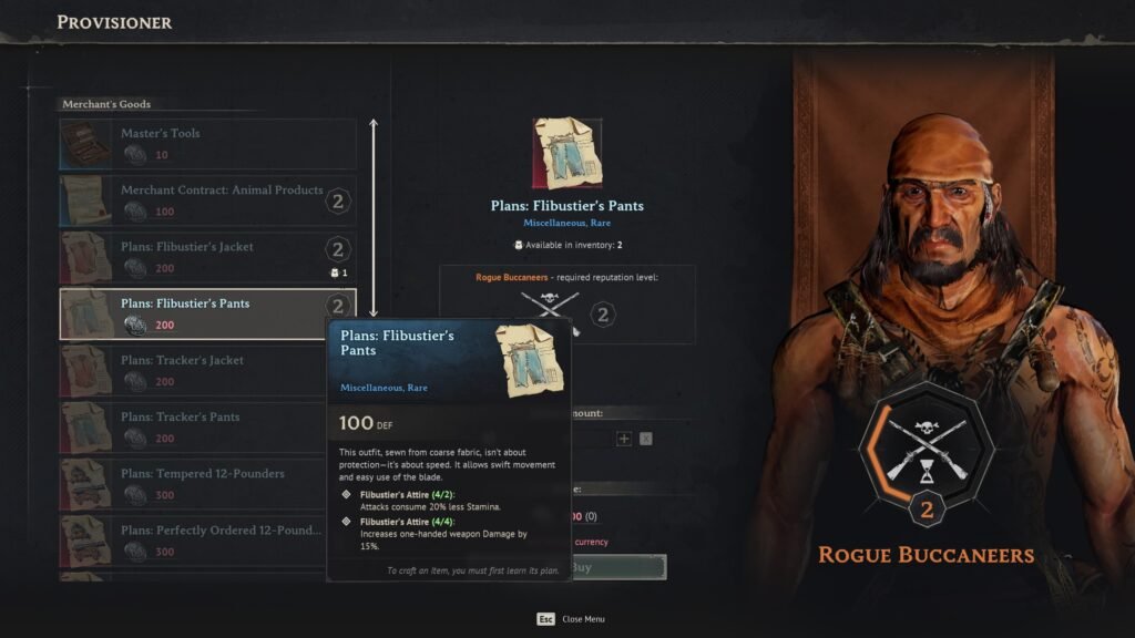 Trader in Windrose with items for sale