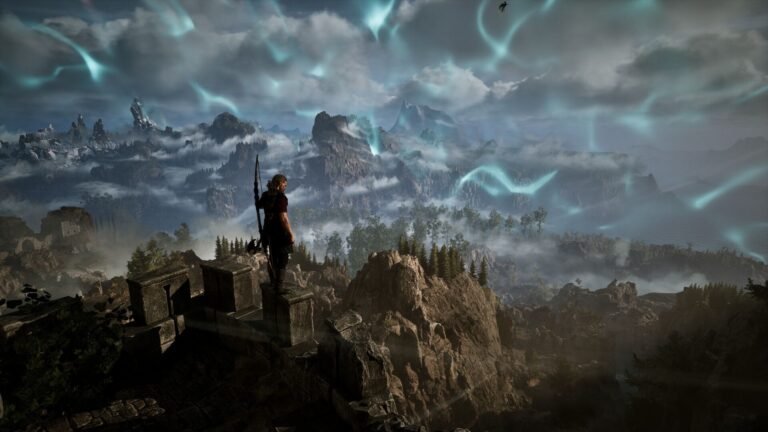 Character standing on a mountain in the Gothic Remake